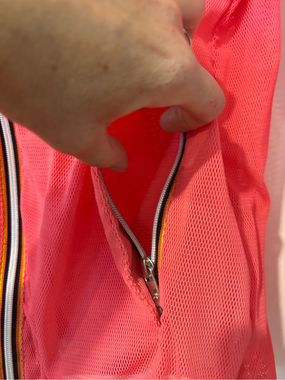 K-Way Coral Red Hooded Mesh Jacket - Picture 6 of 13